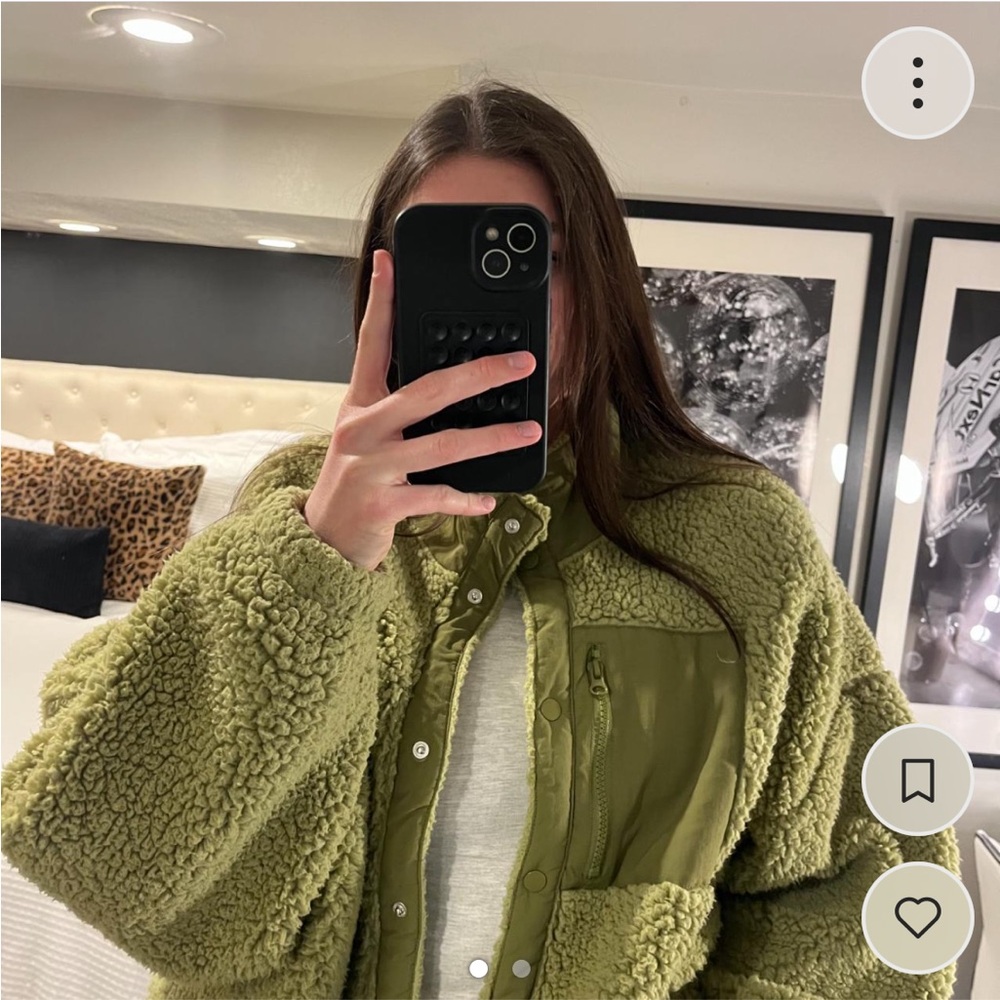 PacSun Green Teddy Jacket Full Zip Plush